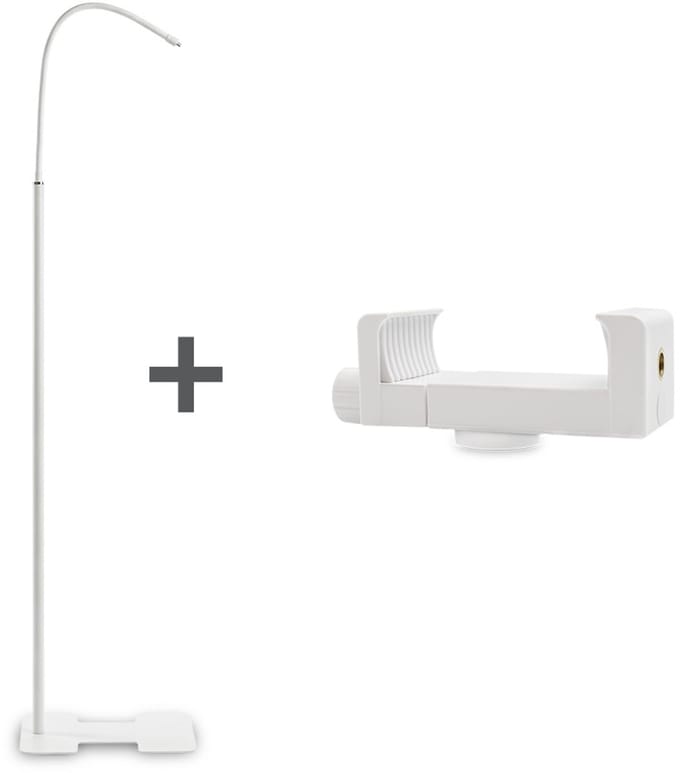 LUVION® Babyfoonhouder met Vloerstandaard - Universele Schroefaansluiting & Universele Cameraklem - Wit