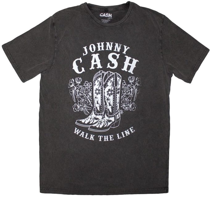 Johnny Cash - Walk The Line Boots Heren T-shirt - L - Grijs