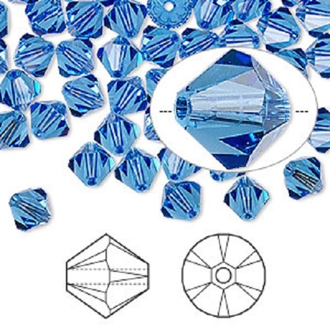 Swarovski Elements, 36 stuks Xilion Bicone kralen (5328), 6mm, sapphire