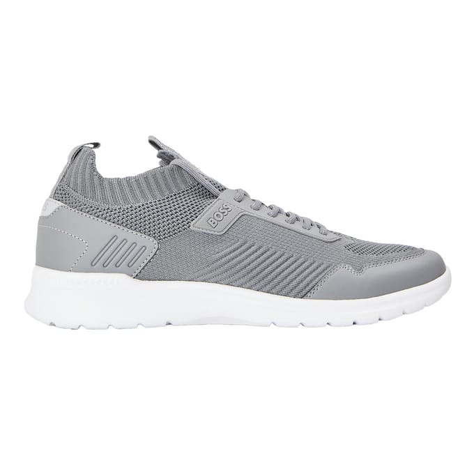 Boss Lage herensneakers van extreem leer (Lichtgrijs)