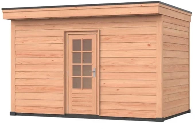 Douglas overkapping, 400 x 250, Met achterwand en schuur, Westwood Comfort Basic