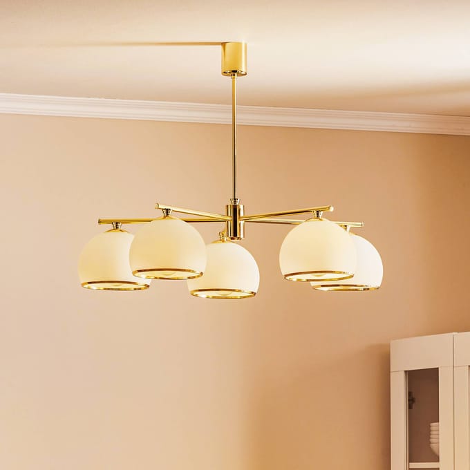 Argon Hanglamp Mina, 5-lamps, messing