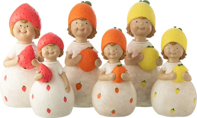 J-Line figuur Fruit Buiten - kunststof - mix - large - 3 stuks