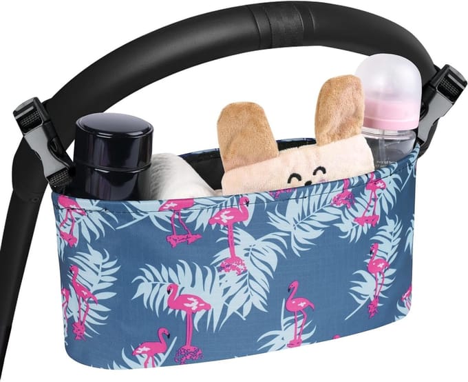 Organizer voor Kinderwagen met Bekerhouder, Opbergzak voor Babyspullen, Vouwbare en Universele Pasvorm