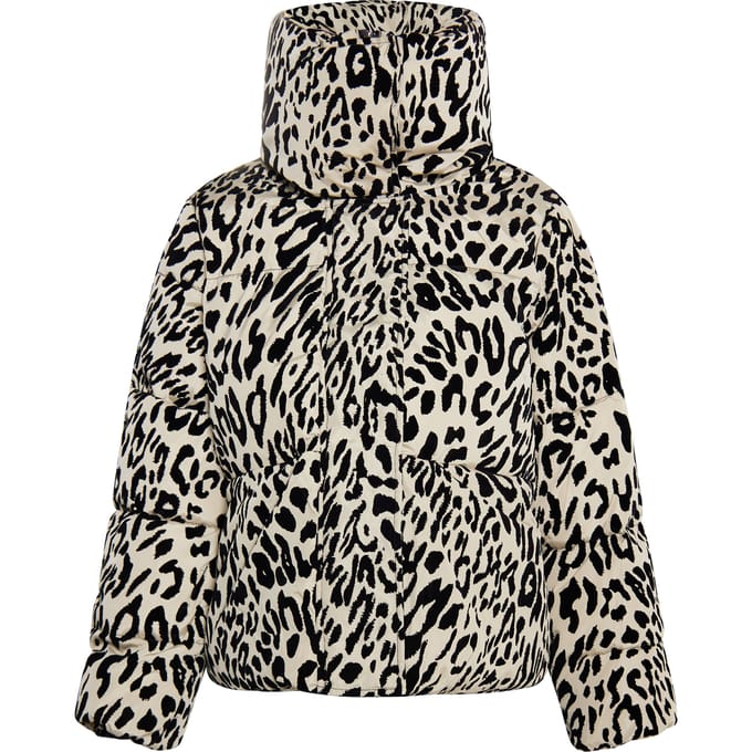 Faina Gewatteerd jasje met luipaardprint Dames beige leo