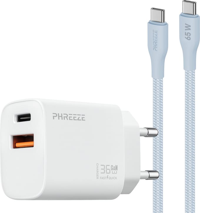 35w dubbele usb adapter met usb C kabel 1m - Snellader voor usb C smartphone tablet met pps fast charging