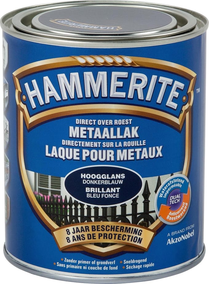 Hammerite Metaallak Hoogglans - Donker Blauw - 0,75 l - 10 m²/l - Afwerkingslaag