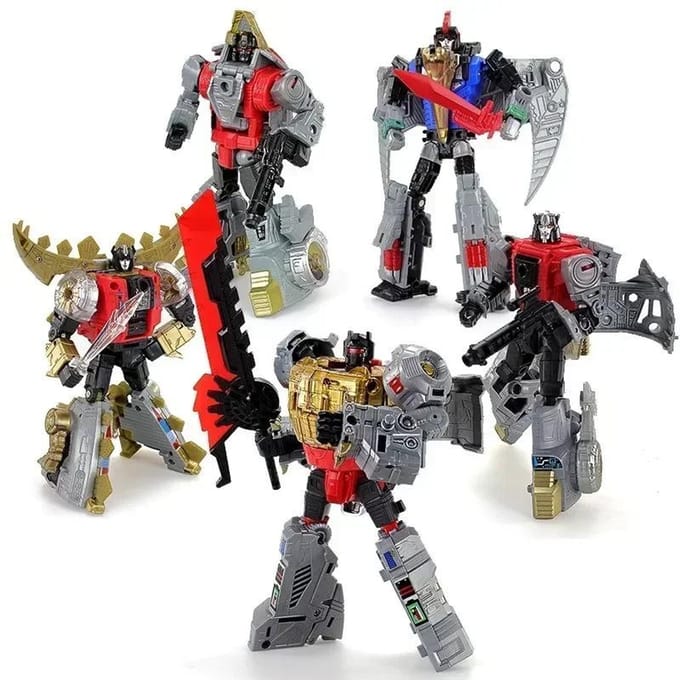 5IN1 BPF ABS Model Transformatie G1 Robot Speelgoed Dinoking Volcanicus Grimlock Slag Sludge Snarl Swoop Slash Dinobots Actie Model black