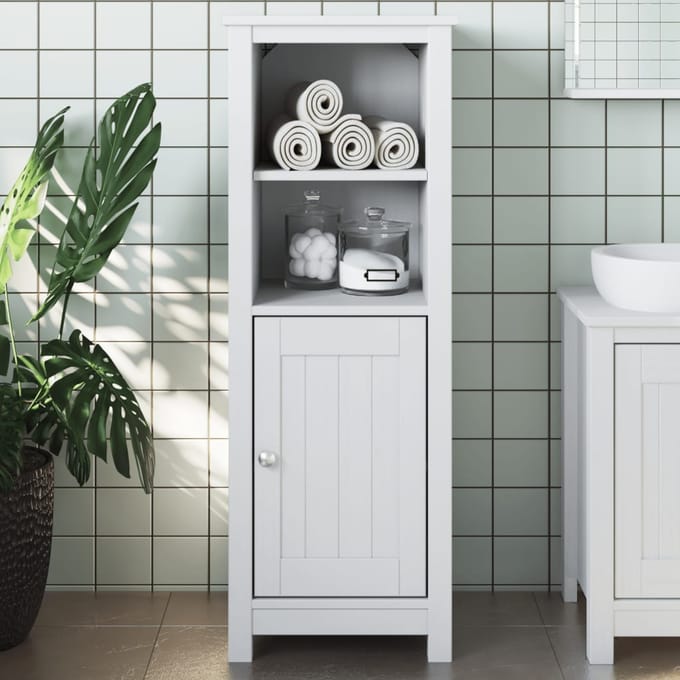 vidaXL - Badkamerkast - BERG - 40x34x110 - cm - massief - grenenhout - wit