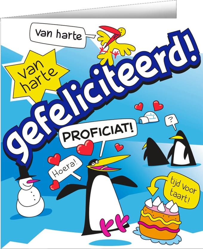 Wenskaarten - Gefeliciteerd cartoon