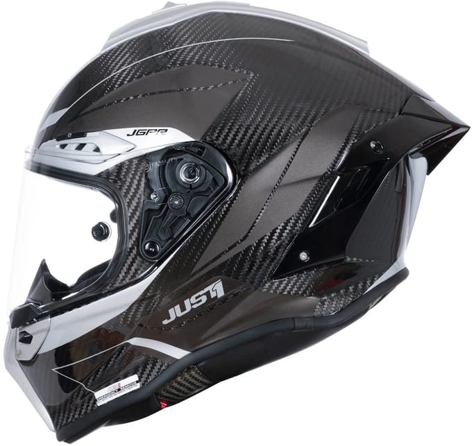 Just1 Motorhelm Integraal J-GPR Silver-Carbon Gloss XL - ECE 22.06 en DOT