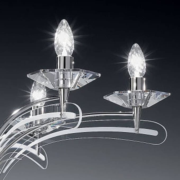 Metallux Kroonluchter ICARO met kristalglas, 8-lichts, goud