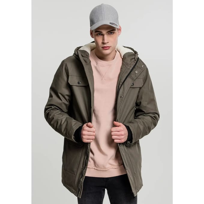 Urban Classics - Heavy Cotton Parka jas - S - Groen
