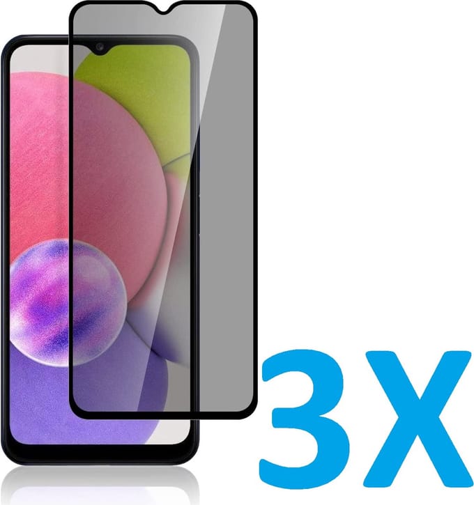 Screenprotector Glas - Privacy Tempered Glass Screen Protector Anti-Spy Geschikt voor: Samsung Galaxy A02s -3x
