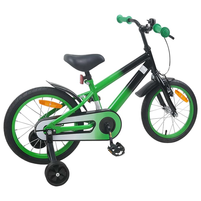 vidaXL - Kinderfiets - 16 - Inch - voor - 4-6 - jaar - oud - Groen - Zwart