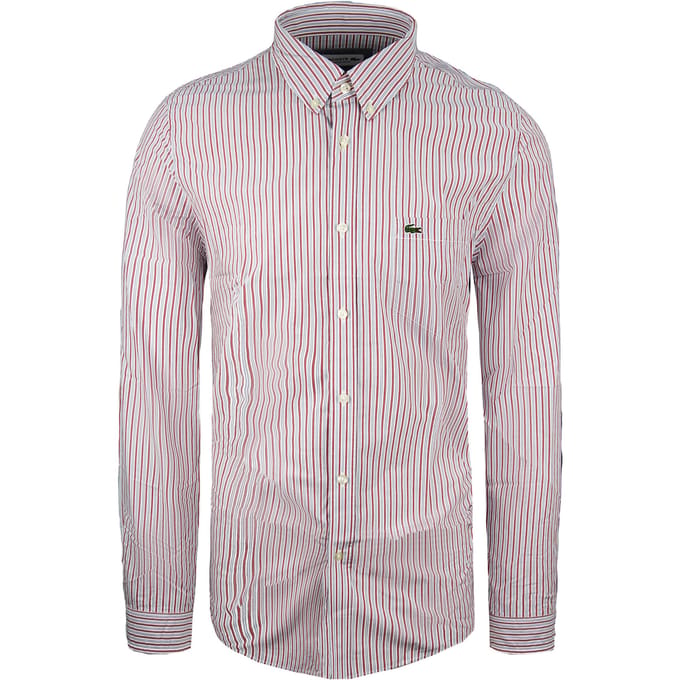 Lacoste Overhemd Rood/Wit Regular Fit Heren