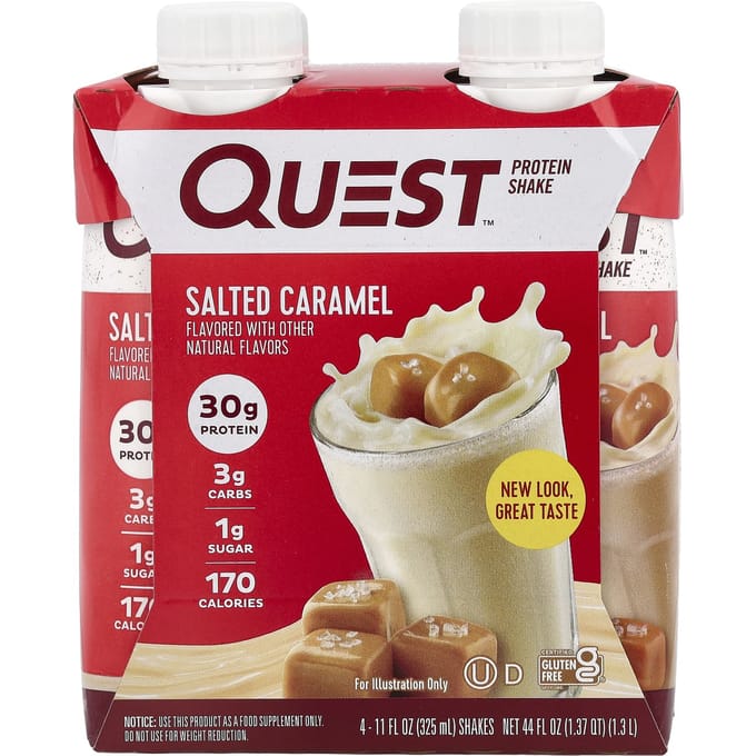 Quest Nutrition, Boisson Protéinée, Caramel Salé, 4 Unités, 11 fl oz (325 ml) Chaque
