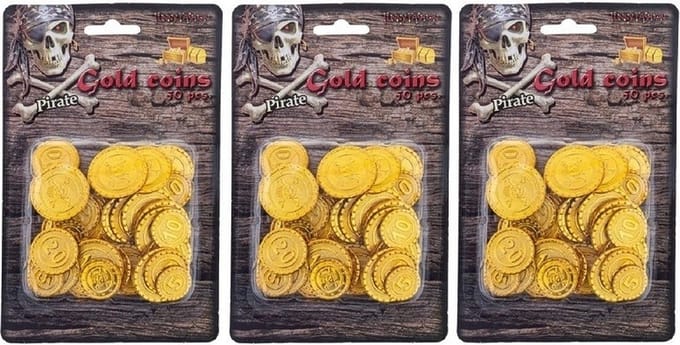 Piraten schatkist speelgoed munten - goud - 150x stuks - kunststof
