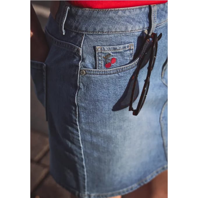Korte denim rok in een High Waist pasvorm
