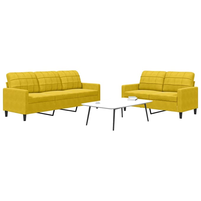 vidaXL - 2-delige - Loungeset - met - kussens - fluweel - geel