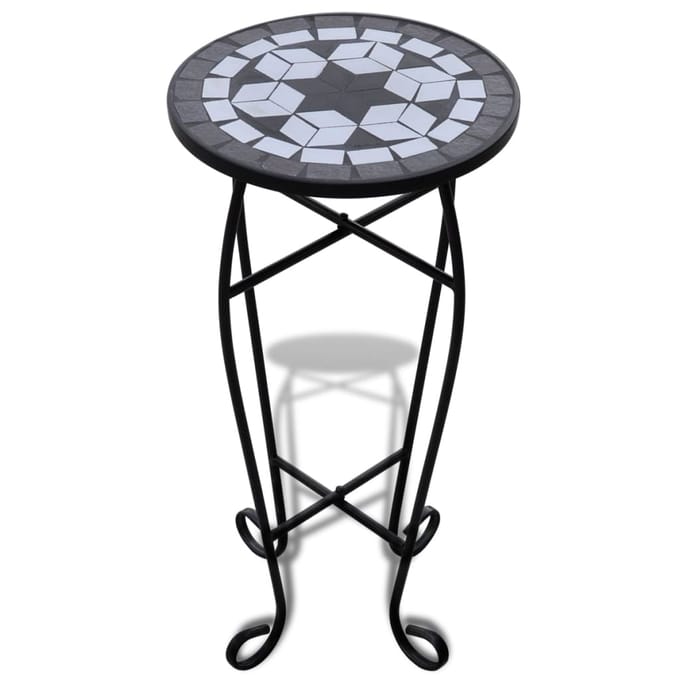 vidaXL - Bijzeltafel - mozaïek - zwart - en - wit