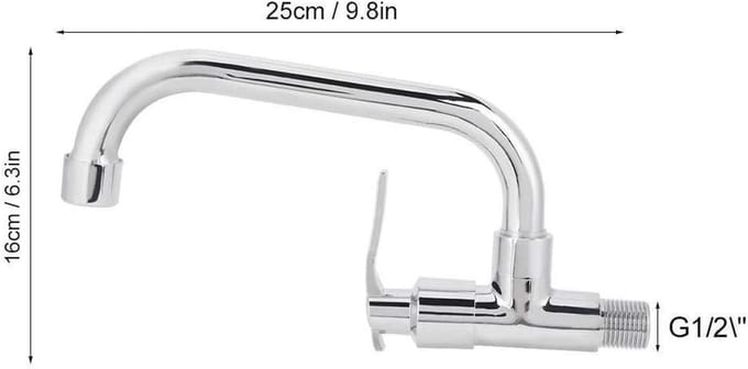 Koud Water Wandmontage Keuken en Badkamer Kraan 25cm