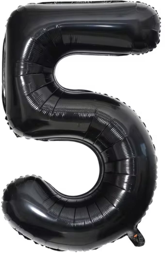New Age Devi - Folieballon 5-jaar-zwart 41cm