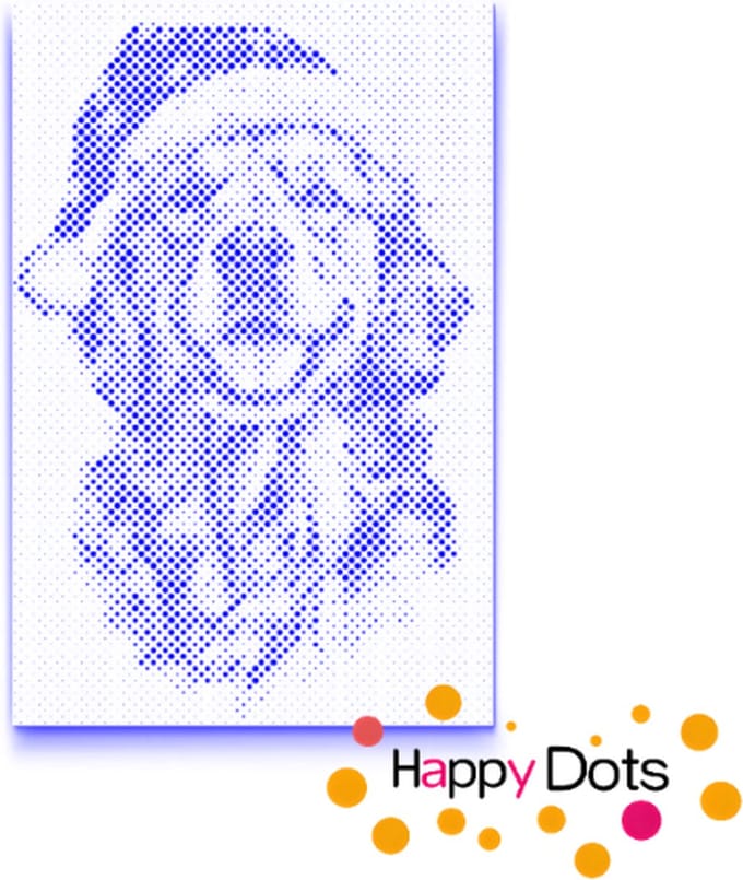 HappyDots DOT Painting Blije hond met Kerstmuts - Stippelschilderij 40x60cm