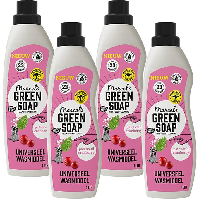 Marcel's Green Soap Wasmiddel Patchouli & Cranberry Multipack x4