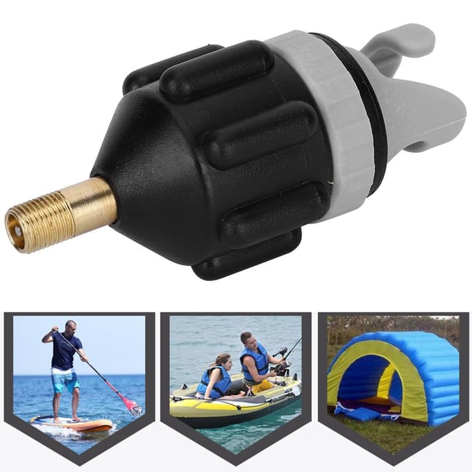 Lot de 2 têtes d'adaptateur pour pompe à air, gonfleur, planche de surf, paddle, canoë, accessoire noir
