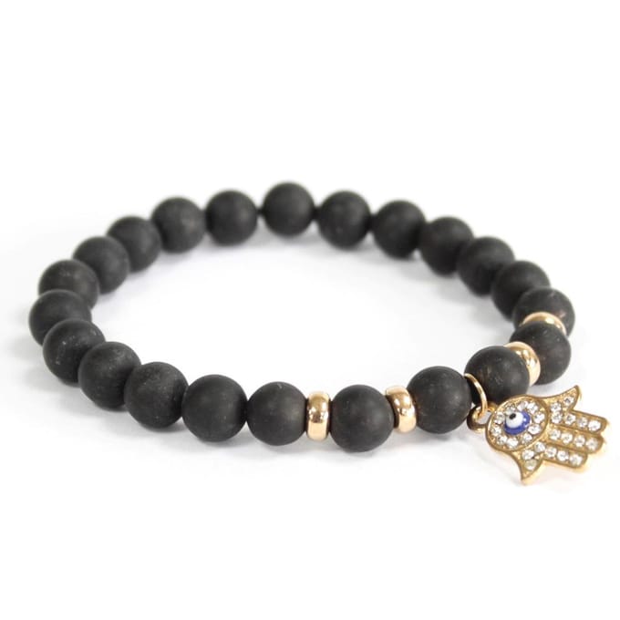 Hamsa / Zwarte Agaat - Edelsteen Armband