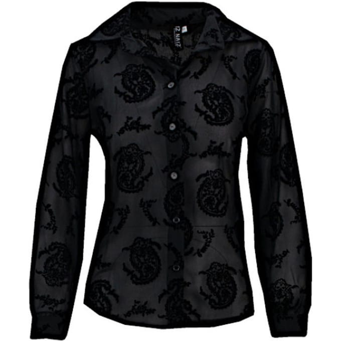Iz Naiz Blouse 3818 Georgette - Paisley velvet black