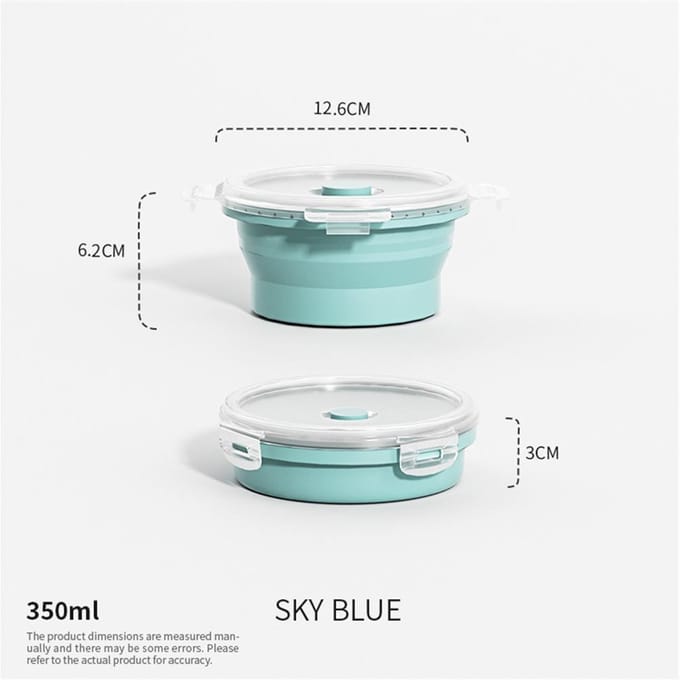 Opvouwbare Voedselbewaarcontainer met Deksel Draagbare Siliconen Voedselcontainer Magnetron Vriezer Veilig Lunchbox white