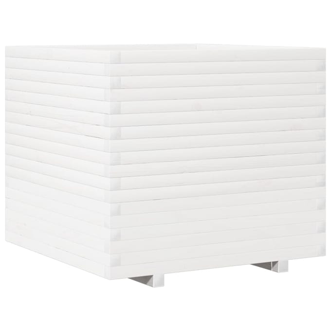 vidaXL - Plantenbak - 80x80x72 - cm - massief - grenenhout - wit