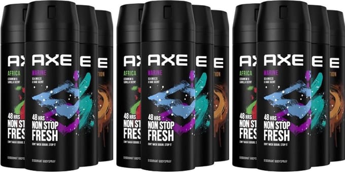 AXE Deodorant Bodyspray Mix 12 stuks - Marine / Africa / Apollo / Dark Temptation