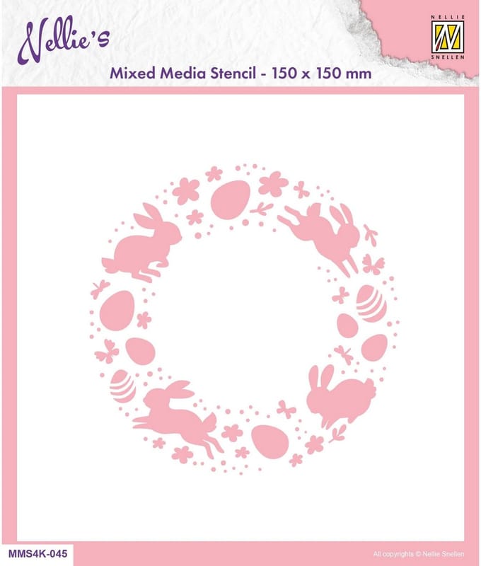 Nellie Snellen Stencil 15x15cm Easter Wreath