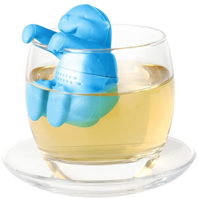 Ottervormig Theefilter Schattig Siliconen Theezeefje Herbruikbare Thee-infuser blue