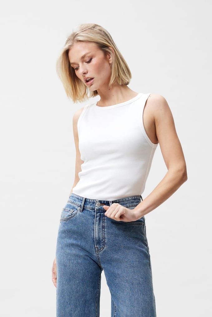 Catwalk Junkie dames O-hals singlet classic rib wit