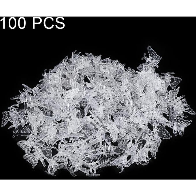 100 Stuks Tuingereedschap Stengelklemmen Groei Rechtop Orchidee Plastic Mini Stengels Bloem white