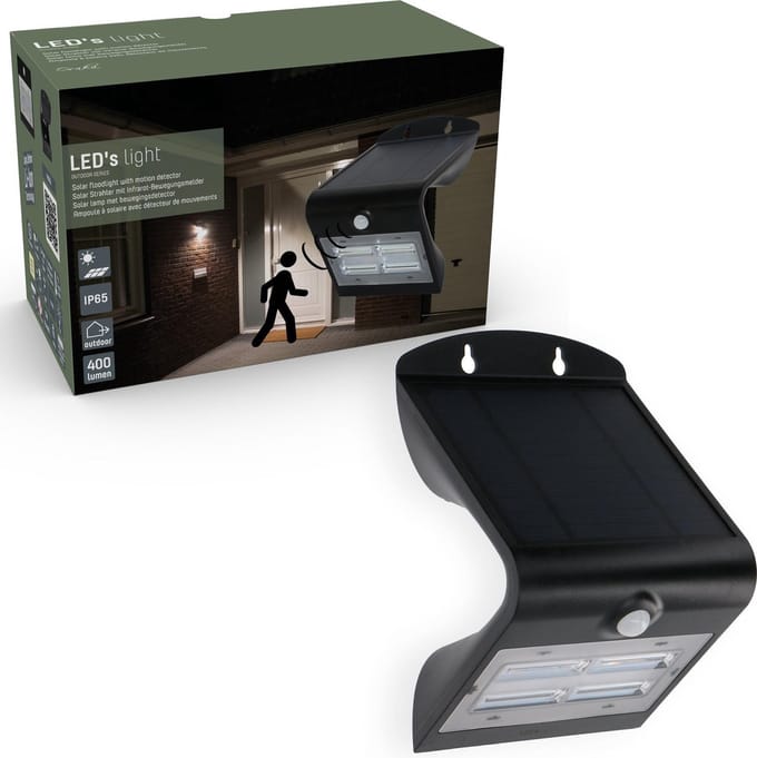 LED's Light LED Buitenlamp op zonne-energie met bewegingssensor - IP65 - Zwart