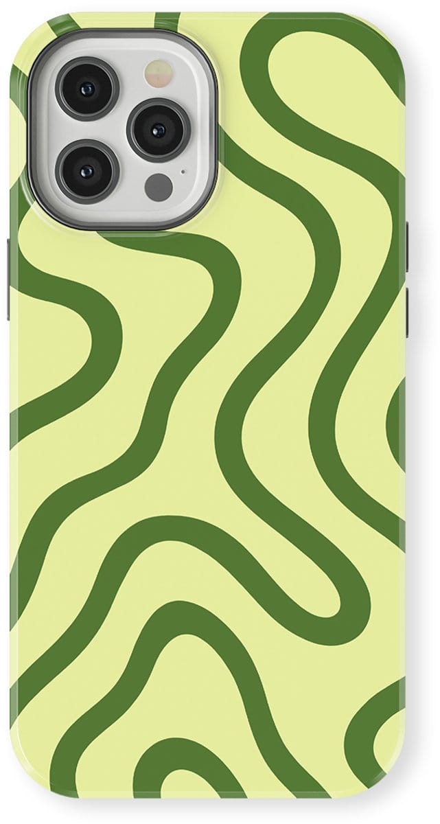 DripCase Curvy Lines Hoesje geschikt voor iPhone 12 Pro Max | Backcover met Mag | Design Tough Case geschikt voor iPhone 12 Pro Max Leaf Loop