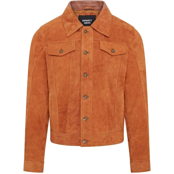 Heren Trucker Geit Su�de Westerse Leren Jeansjas - Yangon