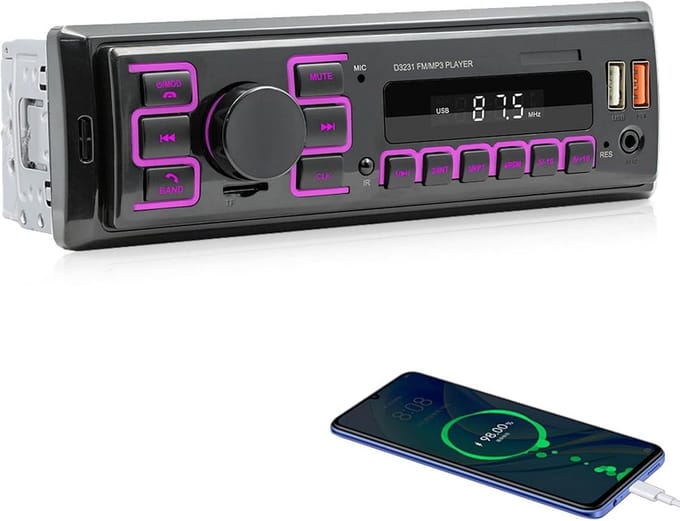 1 DIN Autoradio met Bluetooth, FM-radio en Handsfree Functie