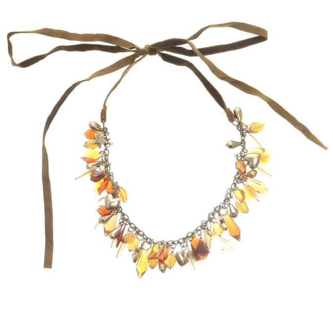 Behave - Ketting Bruin met Strik en Hangertjes - 50 cm - Verstelbaar