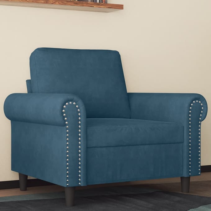vidaXL - Fauteuil - 60 - cm - fluweel - blauw