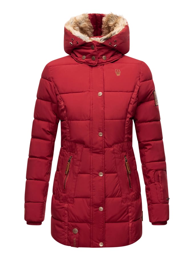Marikoo dames winterjas met capuchon & imitatiebont voering