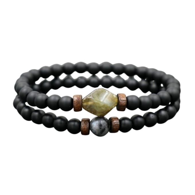 Marama - armbanden set Venice Matte - herenarmband - set van 2 - edelsteen Maansteen
