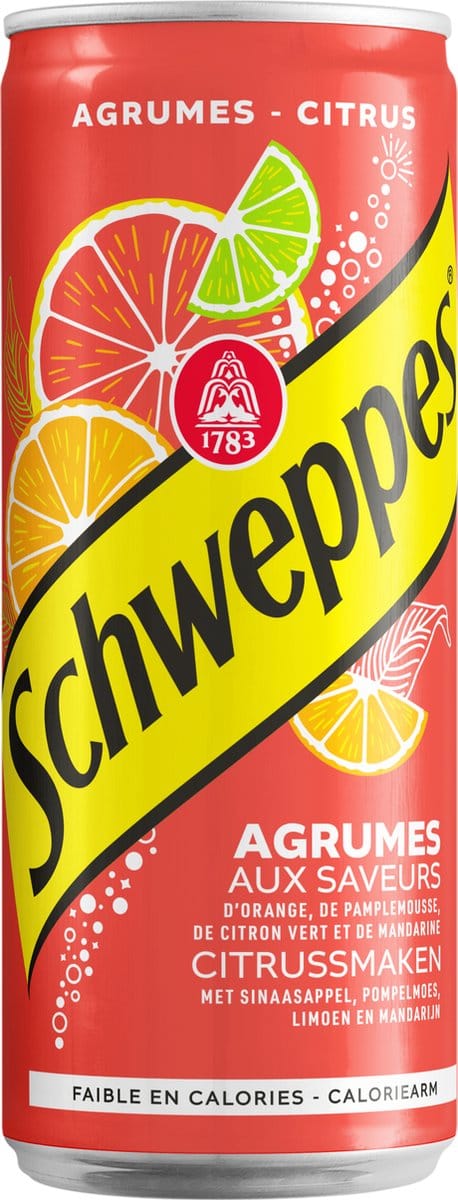Schweppes Agrum - Verfrissende citrusdrank - Perfect om te mixen - 24 blikjes
