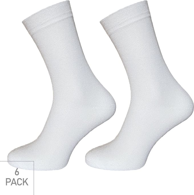 Boru Bamboo - 6-Pack - Nette Sokken - Bamboe - Naadloos - Heren / Dames - wit - 35-38 - 2301