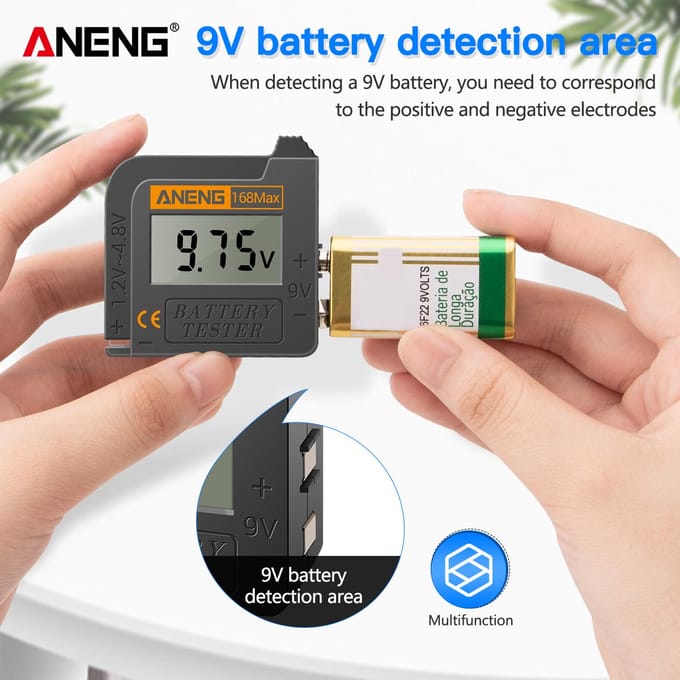 ANENG Batterijtester 168MAX Digitale displaytester Batterijspanningscontrole Testen van batterijcapaciteit grijs